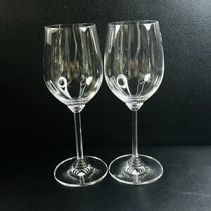 2-Signed RIEDEL Crystal WINE Pattern‎ Ribbed Stem  VIOGNIER WINE GLASS 9.25"